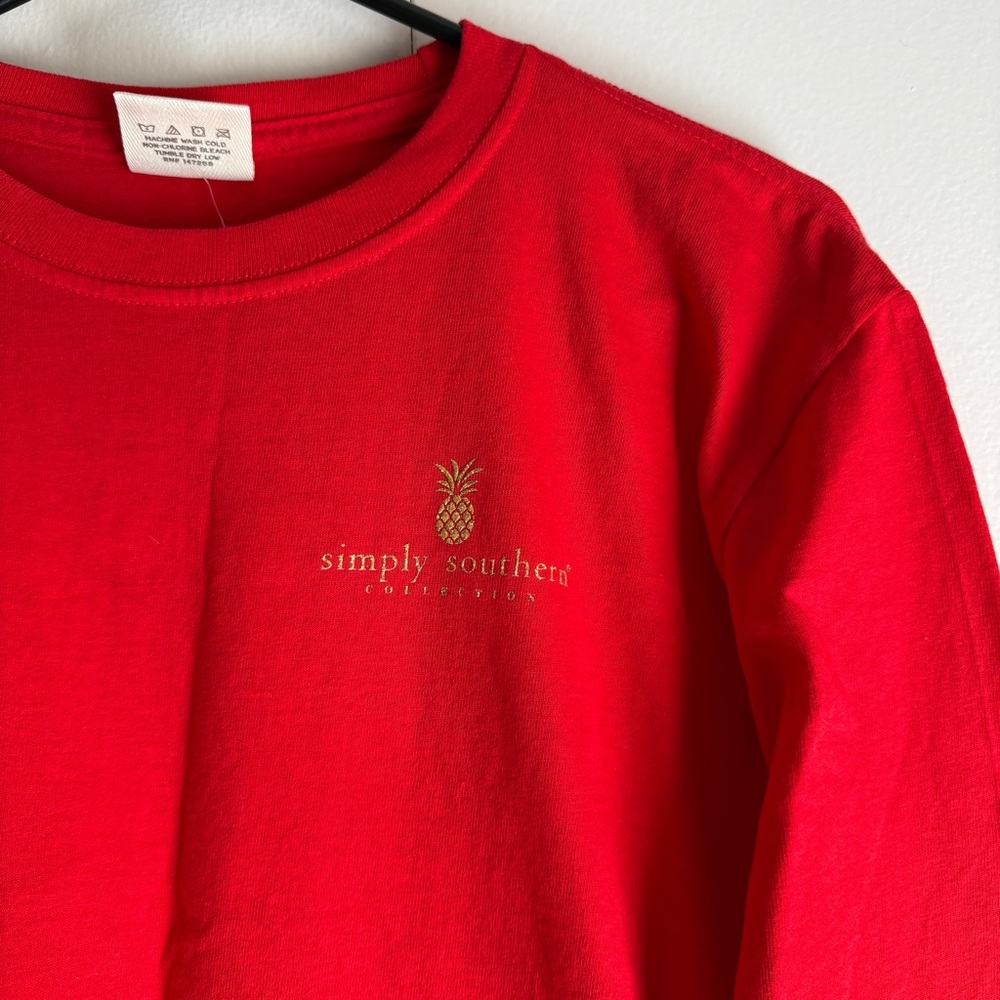 Simply Southern New Nuts About Christmas Merry Bright Red Longsleeve Youth Large - Picture 4 of 10